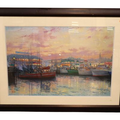 Sale Photo Thumbnail #182: Kinkade Signed Fisherman's Wharf S/N Paper Print