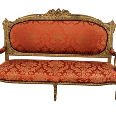 Sale Photo Thumbnail #313: 3pc antique FR salon set in sculpture upholstery