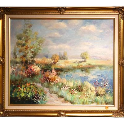 Sale Photo Thumbnail #134: Impressionist-style landscape oil painting