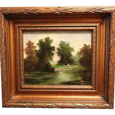 Sale Photo Thumbnail #132: R.Nilsen River Landscape Giclee Painting Framed