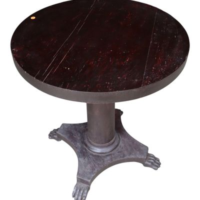 Sale Photo Thumbnail #382: Antique round empire paw foot pedestal table