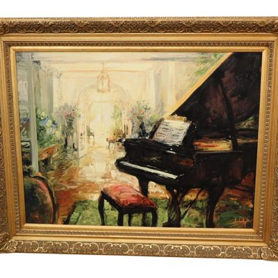 Sale Photo Thumbnail #113: Shortridge Waiting For You Piano Painting Framed