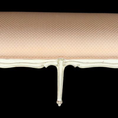 Sale Photo Thumbnail #345: French style 6 legged upholstered window bench