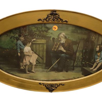 Sale Photo Thumbnail #204: Antique oval Victorian print in frame