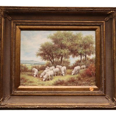 Sale Photo Thumbnail #123: H.Assteyn Original Sheep Landscape Oil Painting