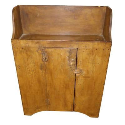 Sale Photo Thumbnail #59: Antique Primitive Dry Sink Mustard Grain Paint