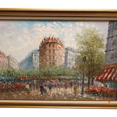Sale Photo Thumbnail #119: Paris Flower Market Impressionist Oil Painting Art