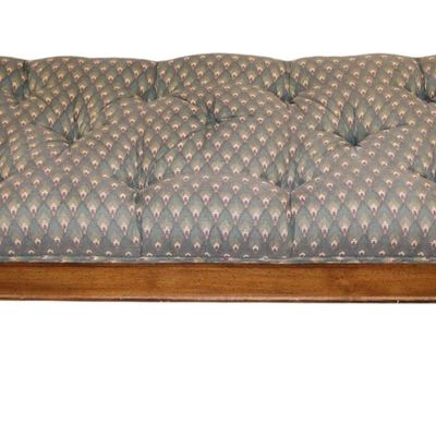 Sale Photo Thumbnail #333: Upholstered mahogany button tuft end of the bed bench