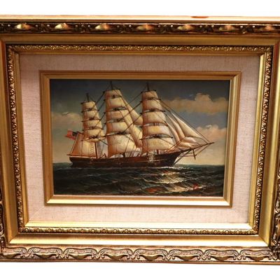 Sale Photo Thumbnail #127: US Clipper Ship Giclee Oil Painting Art Framed