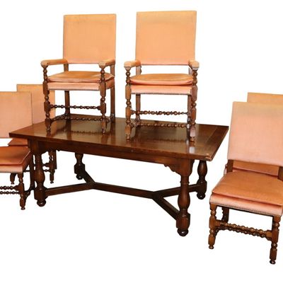 Sale Photo Thumbnail #47: Baker Mixed Wood 7-Piece Refectory Dining Set