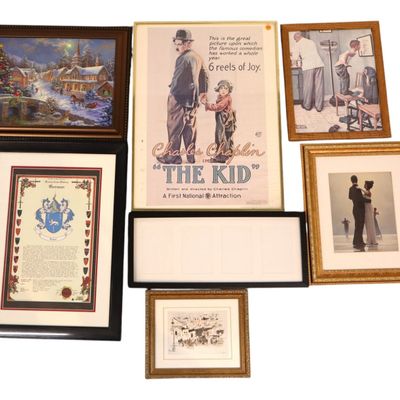 Sale Photo Thumbnail #161: Lot 7 Framed Art Prints Chaplin Rockwell Vettriano