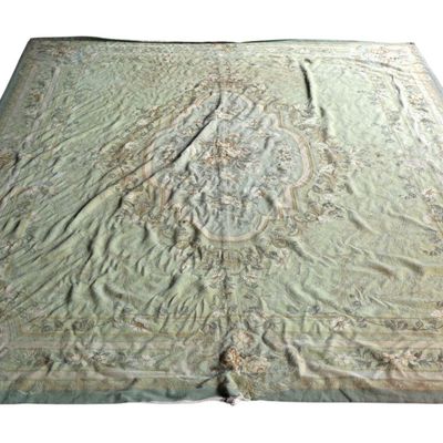 Sale Photo Thumbnail #223: Hand Made French Style Wool Needlepoint Rug 11.6x14