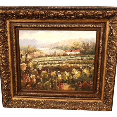 Sale Photo Thumbnail #114: Tuscan Vineyard Oil Painting Impressionist Framed