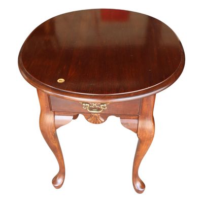 Sale Photo Thumbnail #367: Oval QA cherry lamp table with shell carving