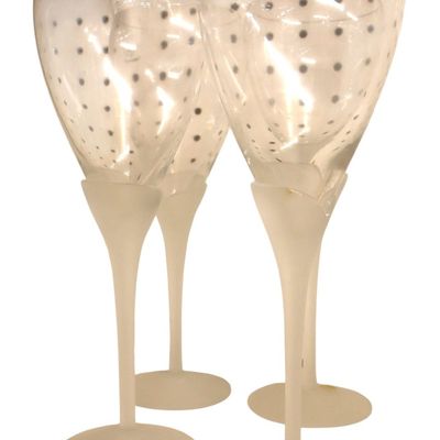 Sale Photo Thumbnail #272: Set 4 Vintage Mikasa Sea Mist Clear Frost Glasses