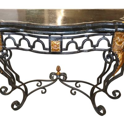 Sale Photo Thumbnail #42: Maitland Smith marble top iron base decorator console