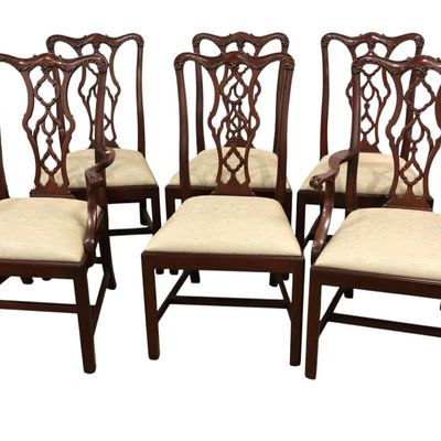 Sale Photo Thumbnail #28: Beautiful set 6 Henkel Harris Chipp. dining chairs