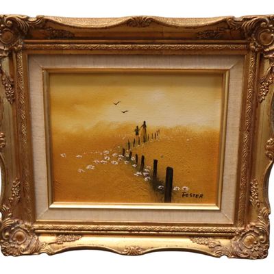Sale Photo Thumbnail #136: Foster artist sg. Oil on Canvas "The Days Gone By"