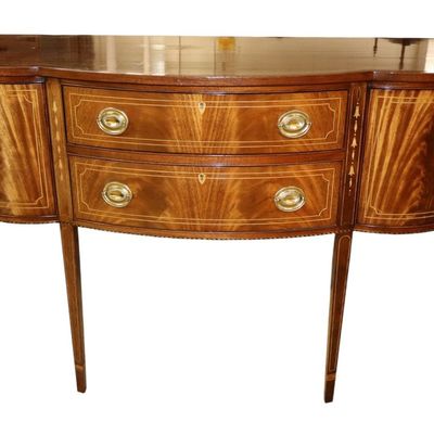 Sale Photo Thumbnail #22: Beautiful Stickley serpentine inlaid burl sideboard
