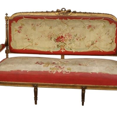 Sale Photo Thumbnail #310: 3 piece antique French salon set with original  upholstery