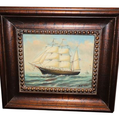 Sale Photo Thumbnail #126: R.E.Horn Clipper Ship Giclee Oil Canvas Framed