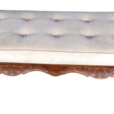 Sale Photo Thumbnail #350: FR style button tuft carved frame window bench