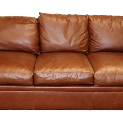 Sale Photo Thumbnail #325: Modern classic leather 3 cushion even arm sofa
