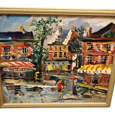 Sale Photo Thumbnail #121: Morris Katz Original Oil Painting Paris Street Art