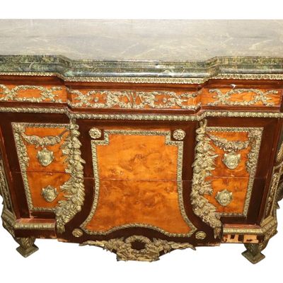 Sale Photo Thumbnail #84: French Bronze Rosewood Burl Marble 3-Dr Commode