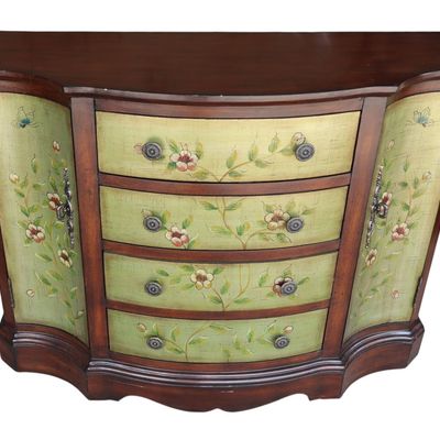 Sale Photo Thumbnail #370: Paint decorated serpentine decorator credenza