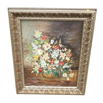 Sale Photo Thumbnail #214: Mary Petrukubi Original Floral Oil Painting Frame