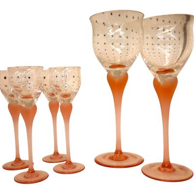 Sale Photo Thumbnail #271: Lot 6 Vintage Mikasa Sea Mist Coral Mixed Stemware