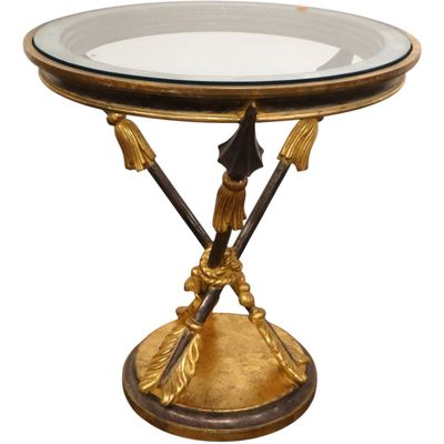 Sale Photo Thumbnail #357: Quality glass top arrow base lamp table