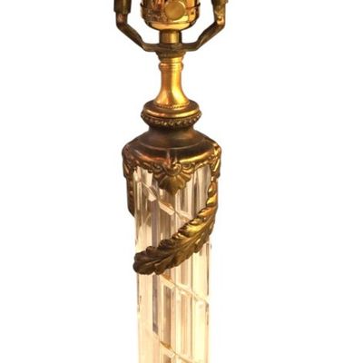 Sale Photo Thumbnail #238: Vintage crystal metal wrapped table lamp