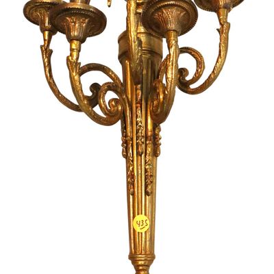 Sale Photo Thumbnail #244: Brass 5 burner wall candelabra made in Italy
