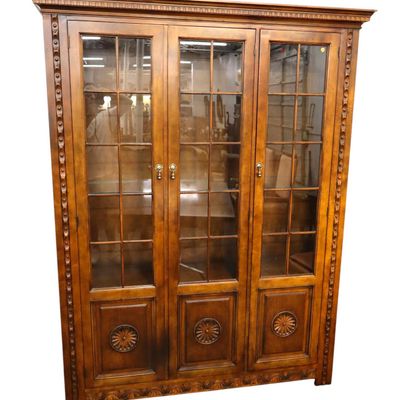 Sale Photo Thumbnail #45: Vintage Baker Furniture 3-Door Maple China Cabinet