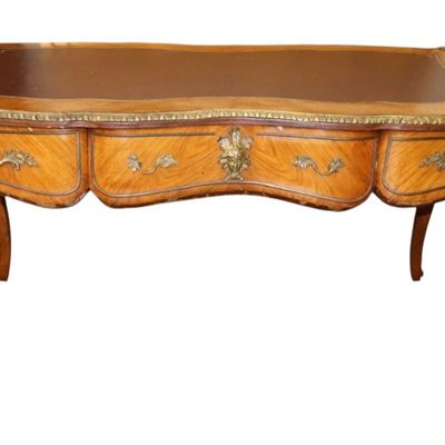 Sale Photo Thumbnail #82: Satinwood French Leather Desk Bronze Lady Trim