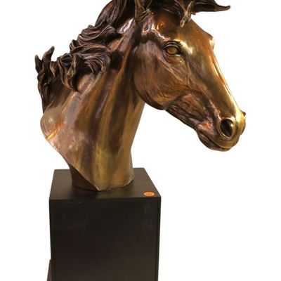 Sale Photo Thumbnail #302: Horse head sculpture on base in composition
