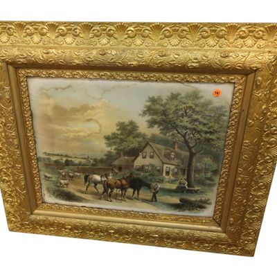 Sale Photo Thumbnail #189: Antique W.H. Chandler Farmhouse Print Gilt Frame