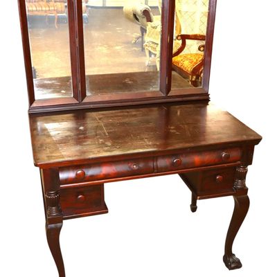 Sale Photo Thumbnail #68: Widdicomb Burl Mahogany Empire 4-Drawer Vanity