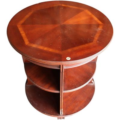 Sale Photo Thumbnail #374: Mahogany open side book shelf stand w/sun burst top