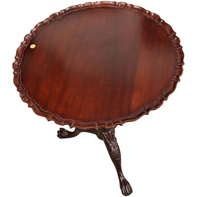 Sale Photo Thumbnail #385: Solid mahogany pie crust tilt top claw foot table