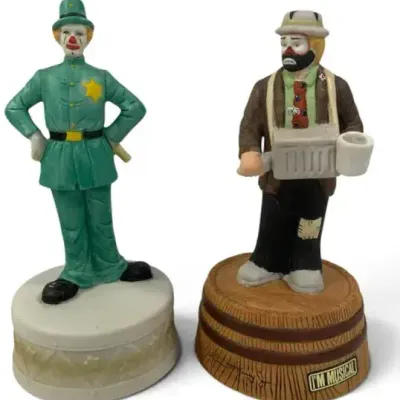 Sale Photo Thumbnail #40: 2 Flambro Collectible Figurines – Keystone Cop & Emmett Kelly Jr. Circus Clown, Vintage 1984