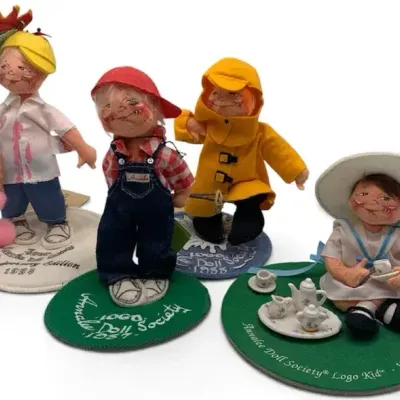Sale Photo Thumbnail #20: Annalee Dolls Vintage Collectibles – Raincoat, Ice Cream, Slingshot & Tea Party Characters