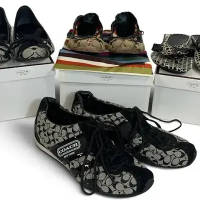 Sale Photo Thumbnail #52: 4 Pairs Coach Women’s Shoes – Signature Flats, Sandals & Lace-Ups, Designer Footwear Lot