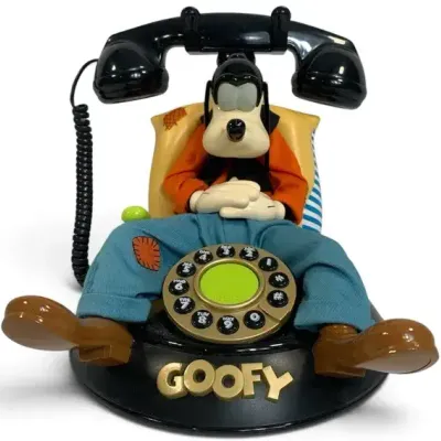Sale Photo Thumbnail #49: Vintage Disney Goofy Animated Talking Telephone – Telemania 1990s Collectible, 11½"