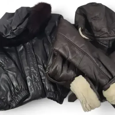 Sale Photo Thumbnail #58: Womens Vintage Leather Coats- Wilson's Leather Size Medium- Marvin Richards Size Small- Lot Of 2 
