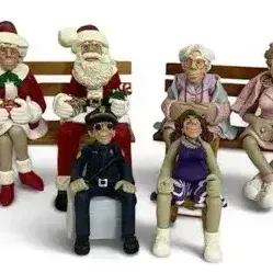 Sale Photo Thumbnail #45: 8 J. Manning Vintage Figurines – Seated Couples, Police, Santa & Holiday Characters