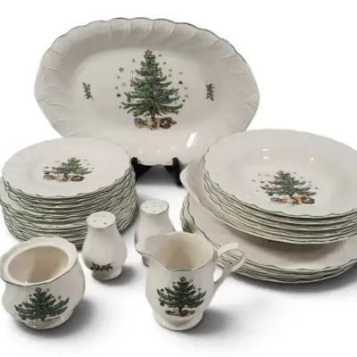 Sale Photo Thumbnail #70: 26-Pc Nikko Christmas Tree Dinnerware Set – Plates, Bowls & Completer Pieces