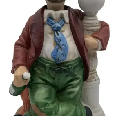 Sale Photo Thumbnail #23: Melody In Motion Man Leaning On Post Musical Figurine – Vintage Animated Collectible, 10"